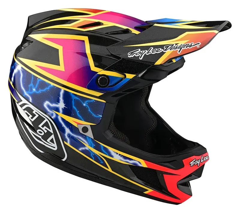 Troy Lee Designs D4 Carbon Full Face Helmet - Lightning - Black - 2022 2