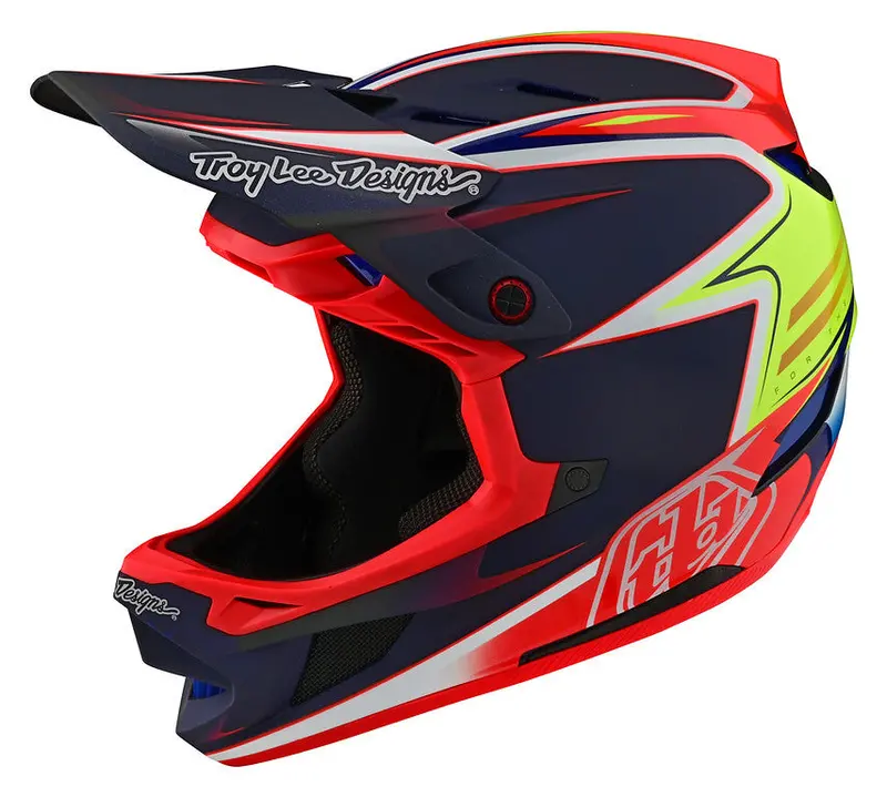 Troy Lee Designs D4 Carbon Full Face Helmet - Lines - Black-Red - 2022 1