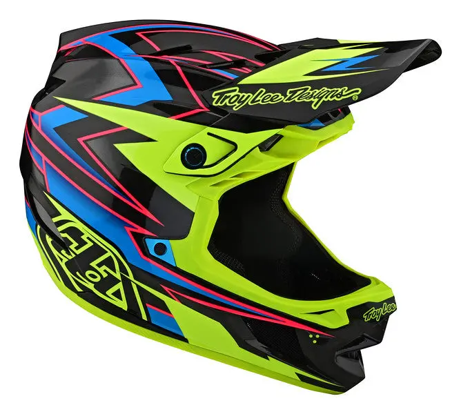 Troy Lee Designs D4 Carbon Full Face Helmet - Mips - Volt - Black-Flo Yellow - 2023 2