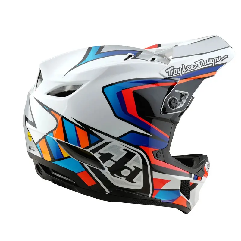 Troy Lee Designs D4 Composite Full Face Helmet - Frames - White-Silver 4