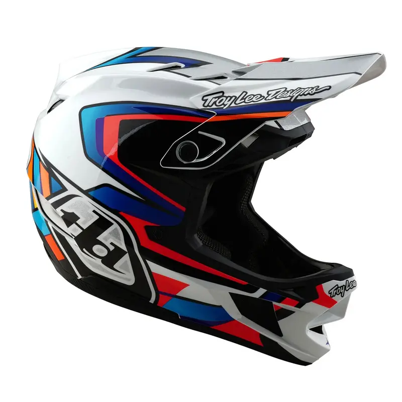 Troy Lee Designs D4 Composite Full Face Helmet - Frames - White-Silver 6