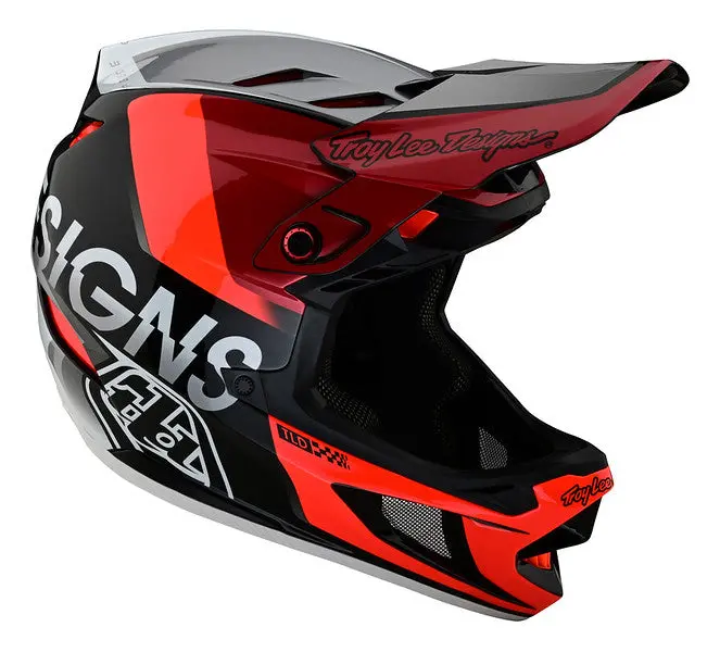 Troy Lee Designs D4 Composite Full Face Helmet - Mips - Qualifier - Silver-Red - 2023 1