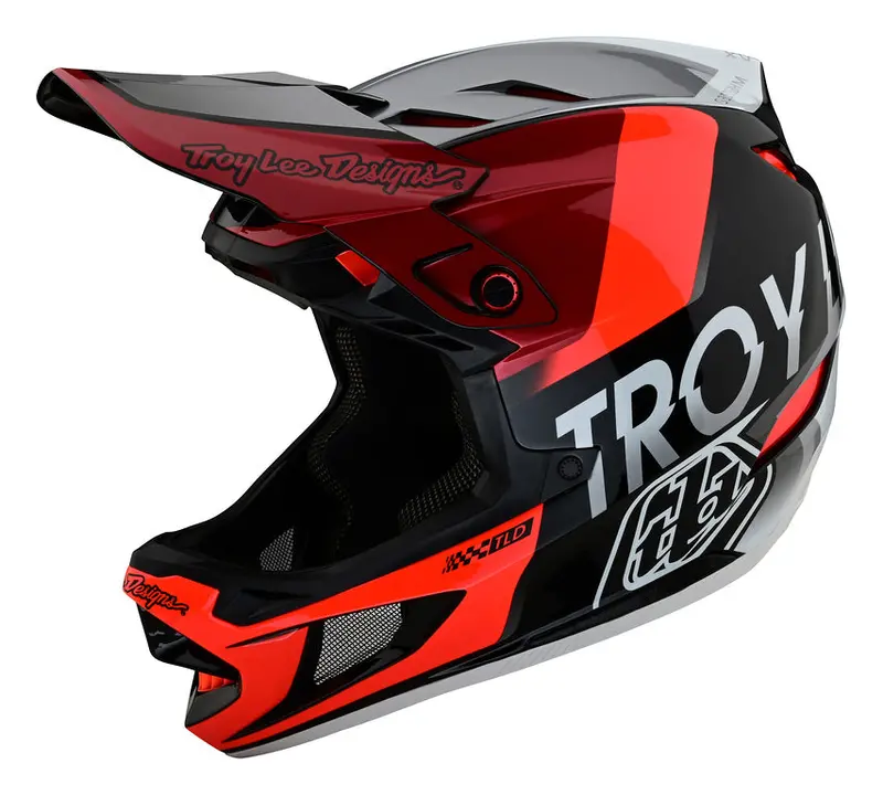 Troy Lee Designs D4 Composite Full Face Helmet - Mips - Qualifier - Silver-Red - 2023 2