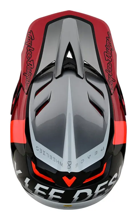 Troy Lee Designs D4 Composite Full Face Helmet - Mips - Qualifier - Silver-Red - 2023 3