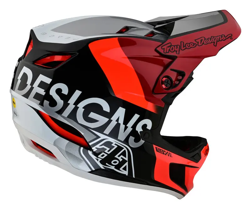 Troy Lee Designs D4 Composite Full Face Helmet - Mips - Qualifier - Silver-Red - 2023 6