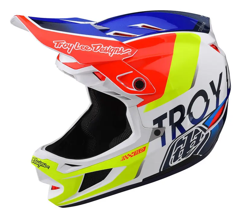 Troy Lee Designs D4 Composite Full Face Helmet - Qualifier - White-Blue - 2022 1