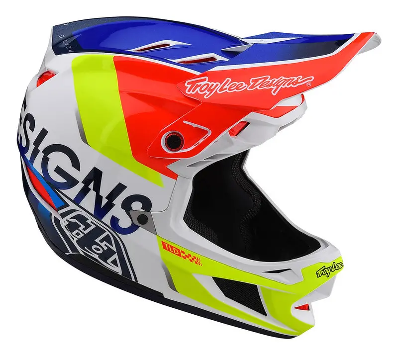 Troy Lee Designs D4 Composite Full Face Helmet - Qualifier - White-Blue - 2022 2