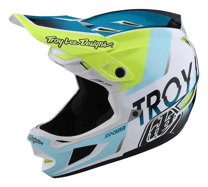 Troy Lee Designs D4 Composite Full Face Helmet - Qualifier - White-Green - 2022 1