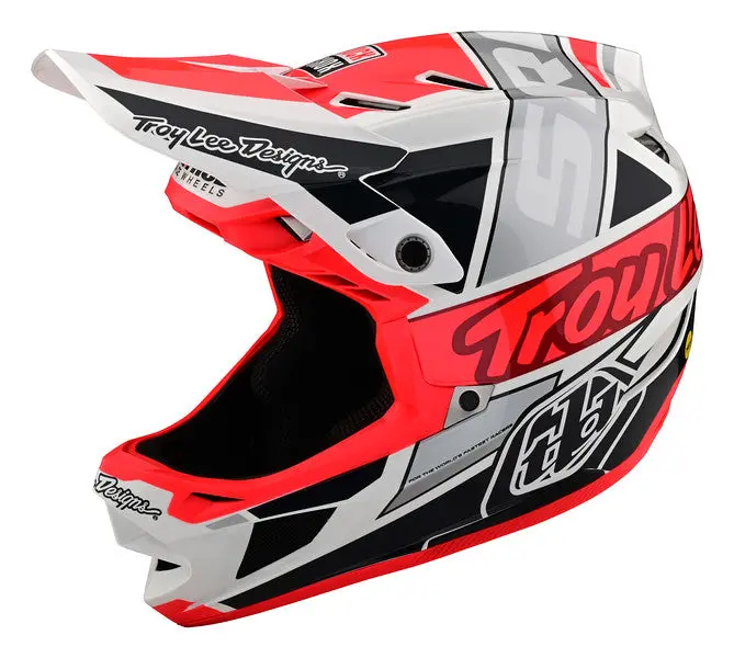 Troy Lee Designs D4 Composite Full Face Helmet - Team - Sram White-Glo Red - 2022 1