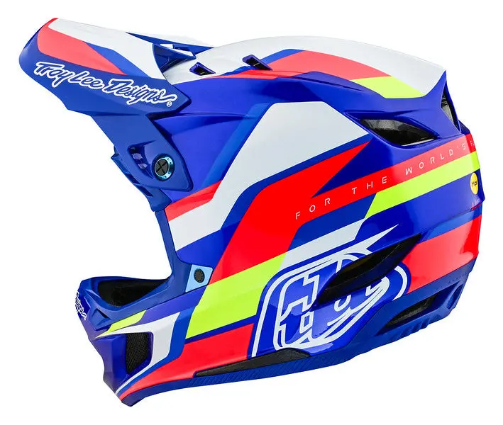 Troy Lee Designs D4 Composite Full Face Helmet With Mips - Omega - White-Blue 2