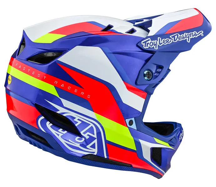 Troy Lee Designs D4 Composite Full Face Helmet With Mips - Omega - White-Blue 3