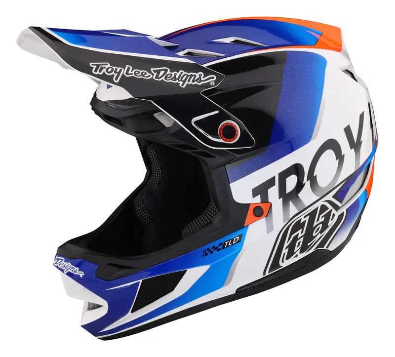 Troy Lee Designs D4 Composite Full Face Helmet With Mips - Qualifier - White-Blue - 2023 1