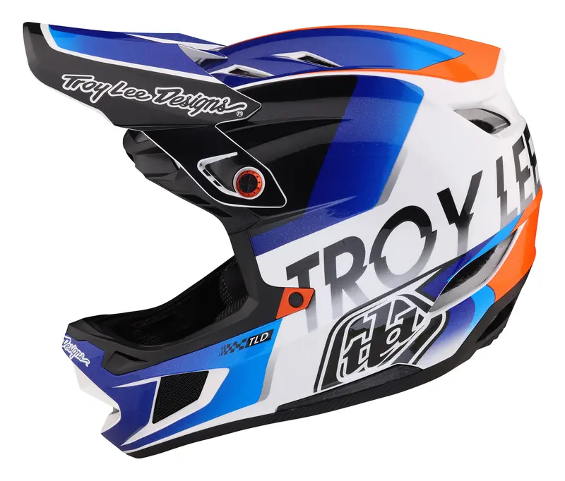 Troy Lee Designs D4 Composite Full Face Helmet With Mips - Qualifier - White-Blue - 2023 2