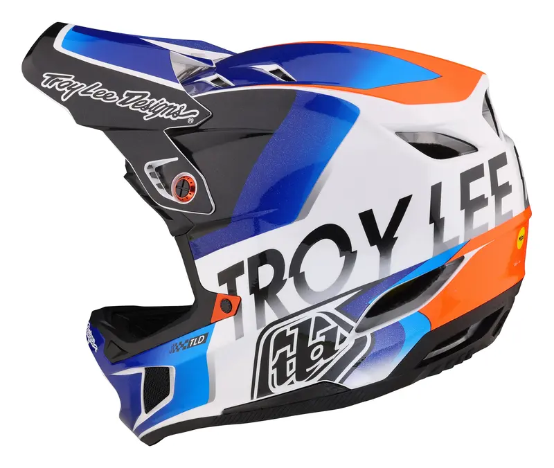 Troy Lee Designs D4 Composite Full Face Helmet With Mips - Qualifier - White-Blue - 2023 3