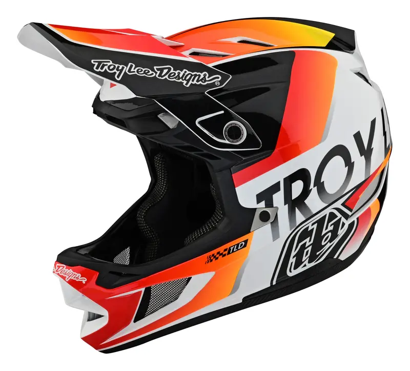 Troy Lee Designs D4 Composite Full Face Helmet With Mips - Qualifier - White-Orange - 2023 1