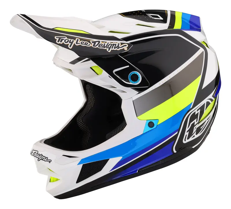 Troy Lee Designs D4 Composite Full Face Helmet With Mips - Reverb - White-Blue 1