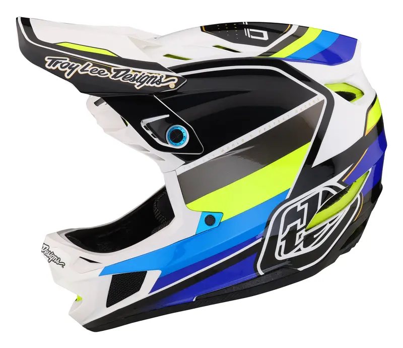 Troy Lee Designs D4 Composite Full Face Helmet With Mips - Reverb - White-Blue 2