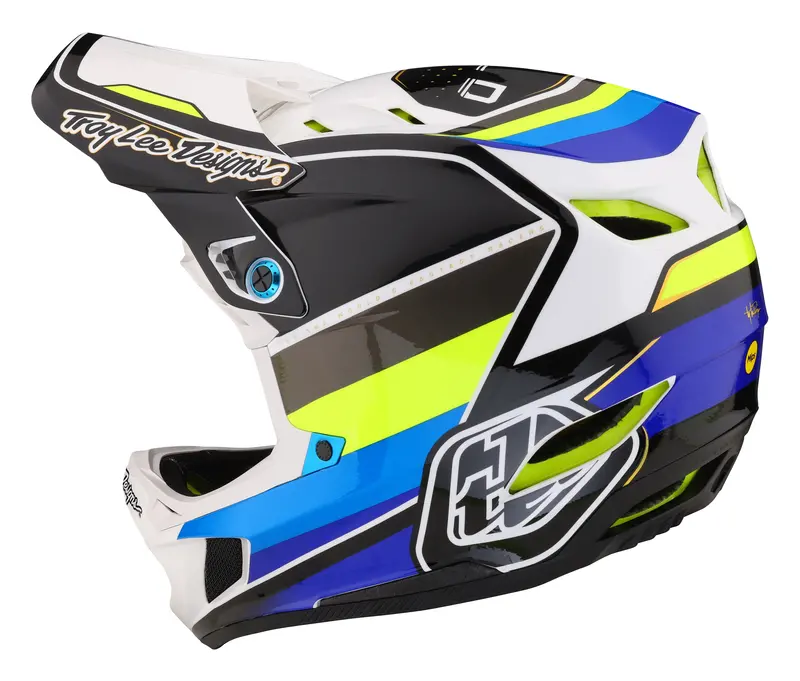 Troy Lee Designs D4 Composite Full Face Helmet With Mips - Reverb - White-Blue 3