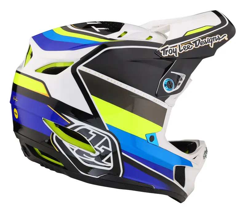 Troy Lee Designs D4 Composite Full Face Helmet With Mips - Reverb - White-Blue 4