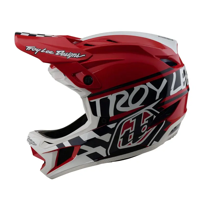 Troy Lee Designs D4 Polyacrylite Full Face Helmet - Fifty-50 - White-Red 1