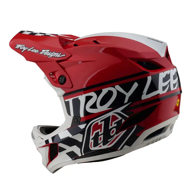 Troy Lee Designs D4 Polyacrylite Full Face Helmet - Fifty-50 - White-Red 2