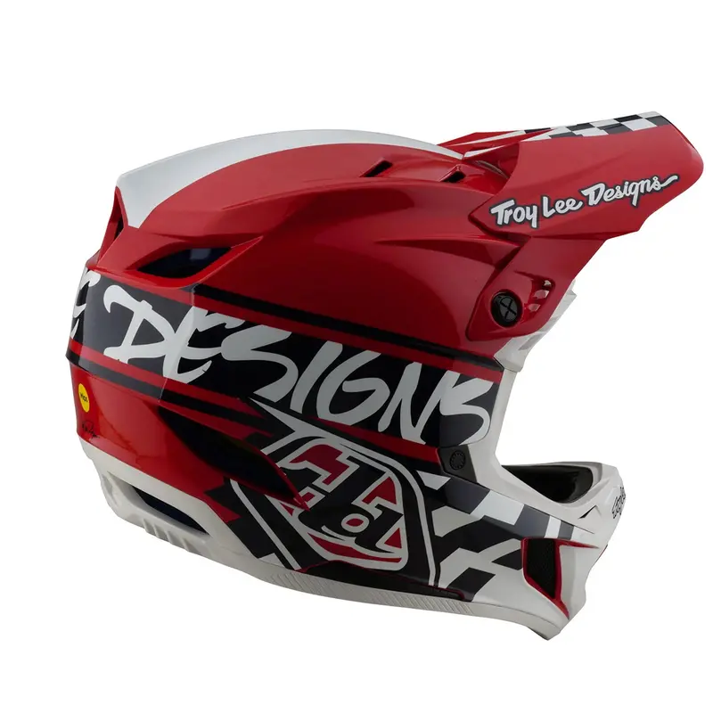 Troy Lee Designs D4 Polyacrylite Full Face Helmet - Fifty-50 - White-Red 4
