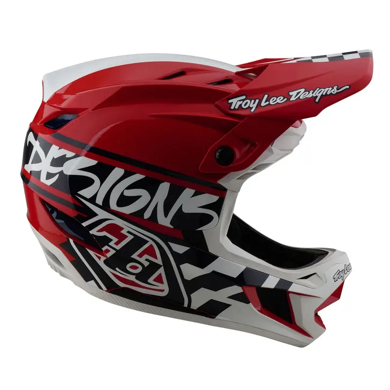 Troy Lee Designs D4 Polyacrylite Full Face Helmet - Fifty-50 - White-Red 5