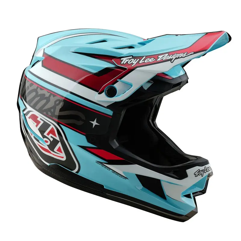 Troy Lee Designs D4 Polyacrylite Full Face Helmet - Linear - Blue 6