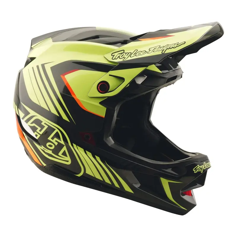 Troy Lee Designs D4 Polyacrylite Full Face Helmet - Qualifer - Black-Yellow 6