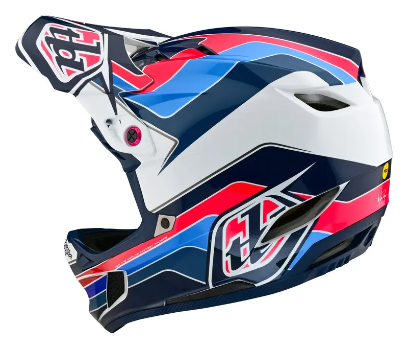 Troy Lee Designs D4 Polyacrylite Full Face Helmet With Mips - Block - Blue-White 3