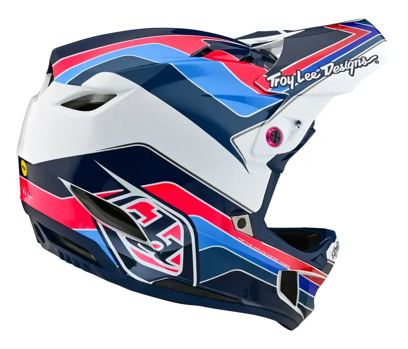 Troy Lee Designs D4 Polyacrylite Full Face Helmet With Mips - Block - Blue-White 5
