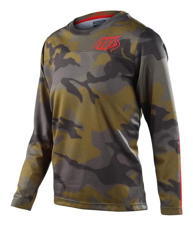 Troy Lee Designs Flowline Long Sleeve Mtb Jersey - Youth - Spray Camo - Army 1