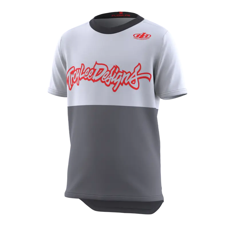 Troy Lee Designs Flowline Short Sleeve Mtb Jersey - Scripter - Youth - Charcoal - 2023 1