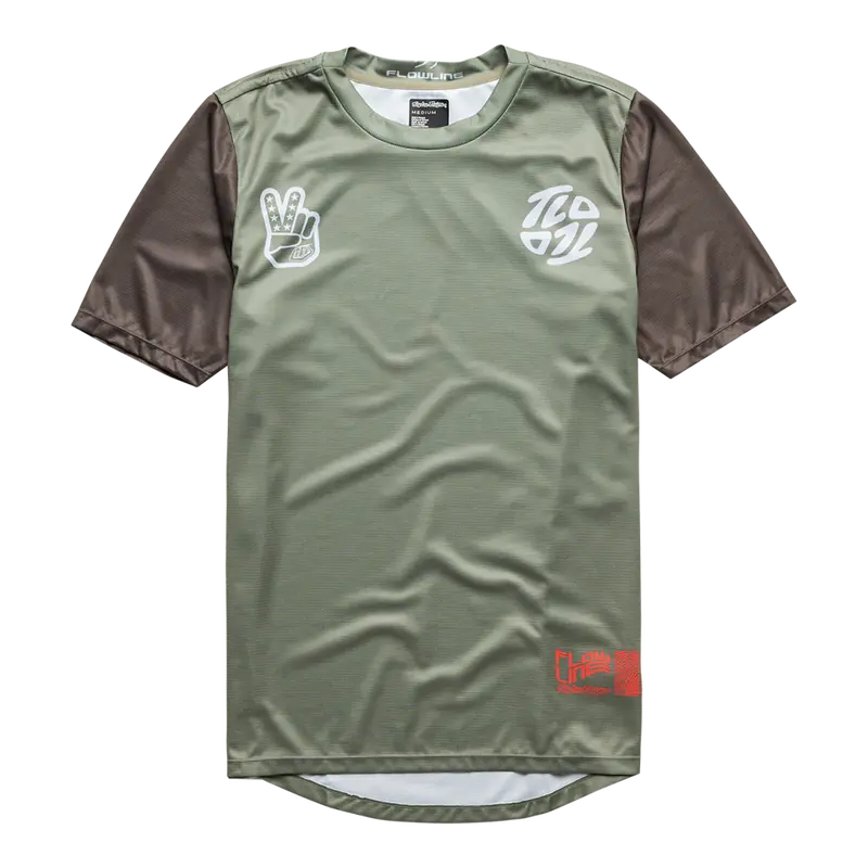 Troy Lee Designs Flowline Short Sleeve Mtb Jersey - Youth - Flipped - Olive 1