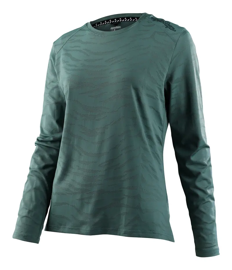 Troy Lee Designs Lilium Long Sleeve Mtb Jersey - Womens - Tiger Jaquard - Steel Green 1