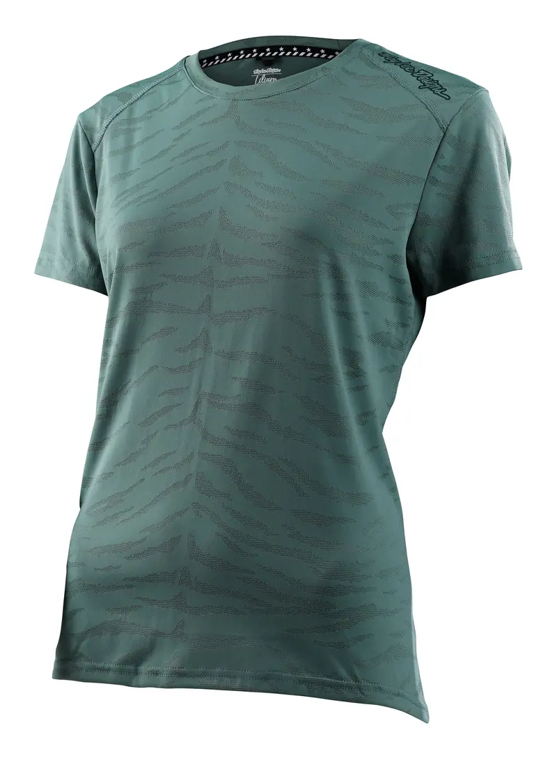 Troy Lee Designs Lilium Short Sleeve Mtb Jersey - Womens - Tiger Jaquard - Steel Green 1