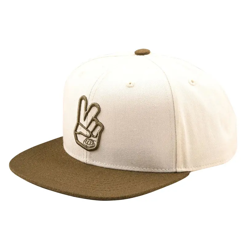Troy Lee Designs Peace Flat Bill Snapback Hat - Vintage White-Olive 1