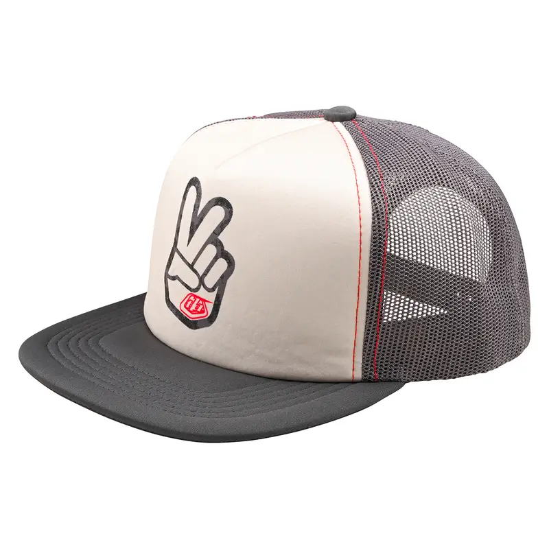 Troy Lee Designs Peace Out Trucker Snapback Hat - Vintage White-Carbon 1
