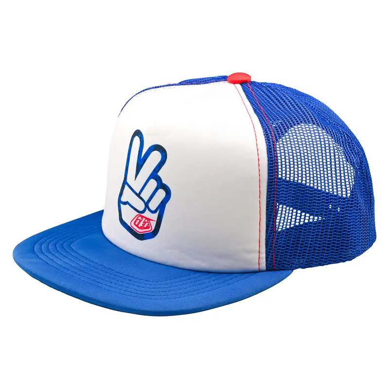 Troy Lee Designs Peace Out Trucker Snapback Hat - White-Blue 1