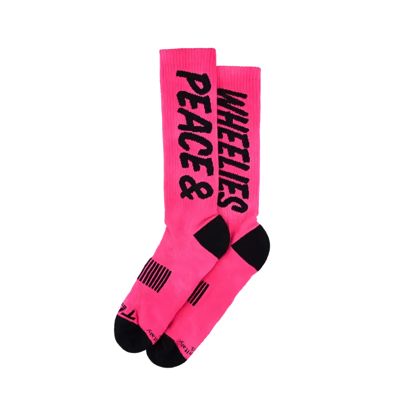 Troy Lee Designs Performance Sock - Peace & Wheelies - Fuscia 1