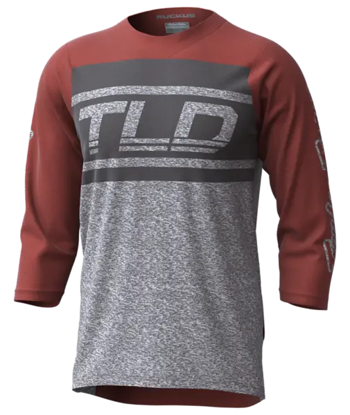 Troy Lee Designs Ruckus 3/4 Sleeve Mtb Jersey - Bars - Red Clay-Gray Heather - 2023 1