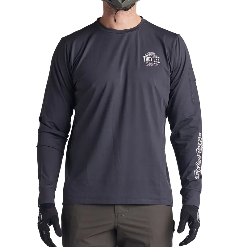 Troy Lee Designs Ruckus Long Sleeve Ride Tee - Bolts - Carbon 1