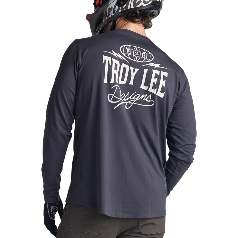 Troy Lee Designs Ruckus Long Sleeve Ride Tee - Bolts - Carbon 4
