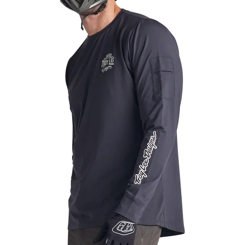 Troy Lee Designs Ruckus Long Sleeve Ride Tee - Bolts - Carbon 5