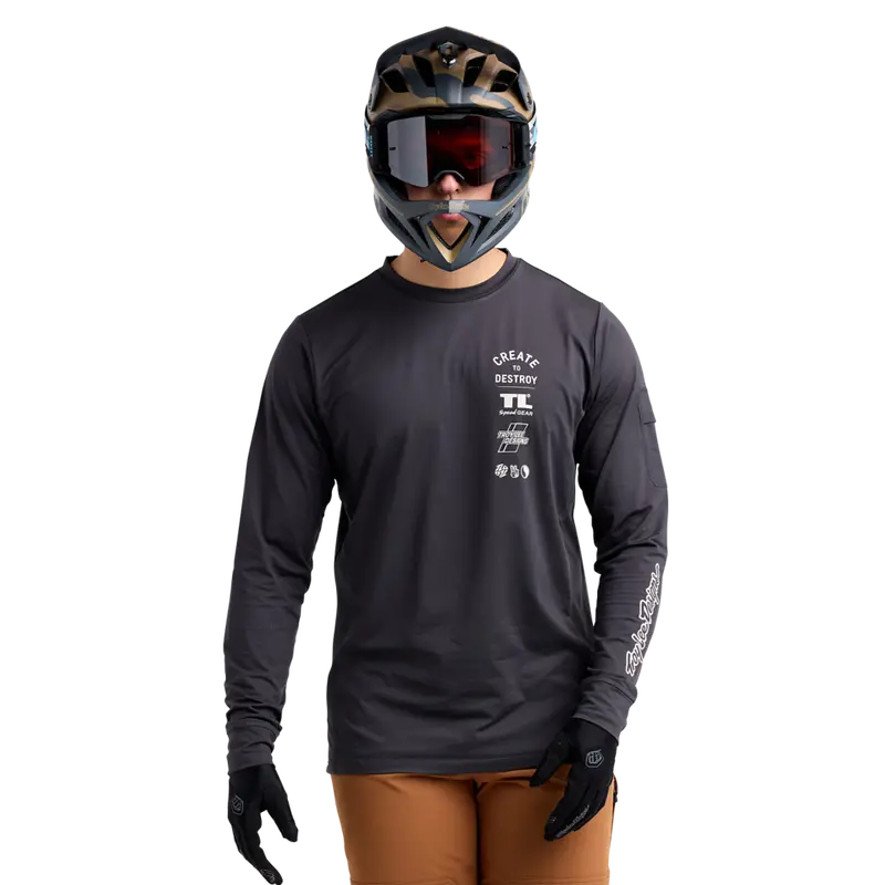 Troy Lee Designs Ruckus Long Sleeve Ride Tee - Destroy - Carbon 1