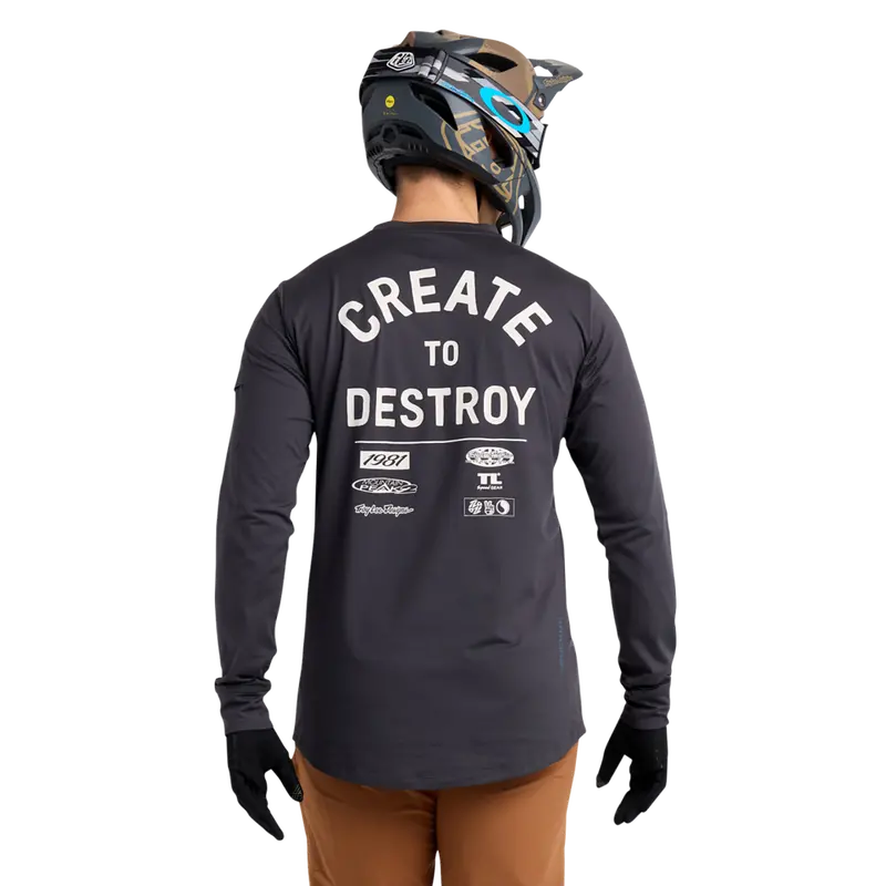 Troy Lee Designs Ruckus Long Sleeve Ride Tee - Destroy - Carbon 2
