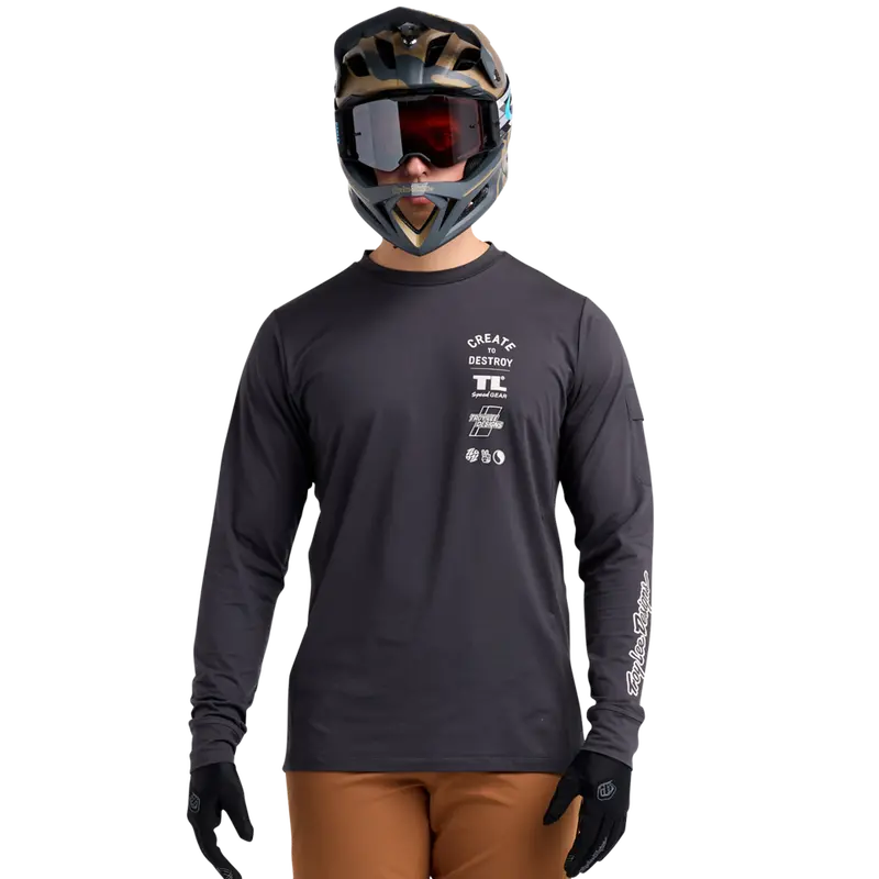 Troy Lee Designs Ruckus Long Sleeve Ride Tee - Destroy - Carbon 3