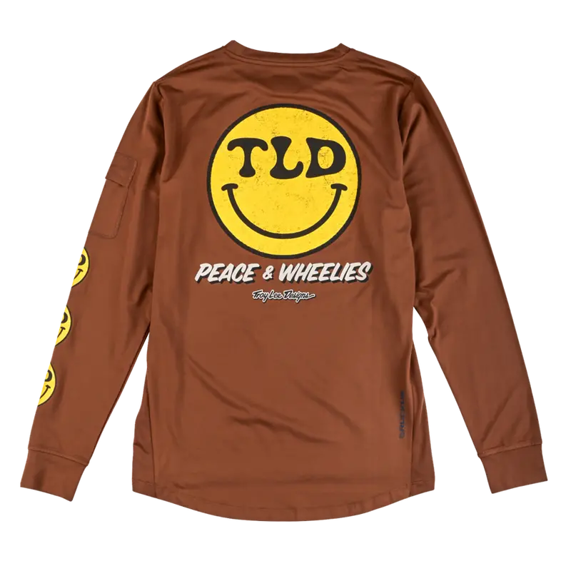 Troy Lee Designs Ruckus Long Sleeve Ride Tee - Wheelies - Chocolate 2