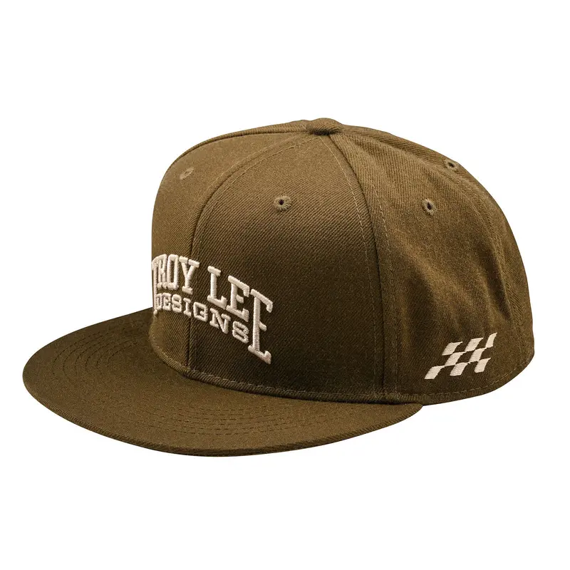 Troy Lee Designs Scholar Flat Bill Snapback Hat - Olive 1