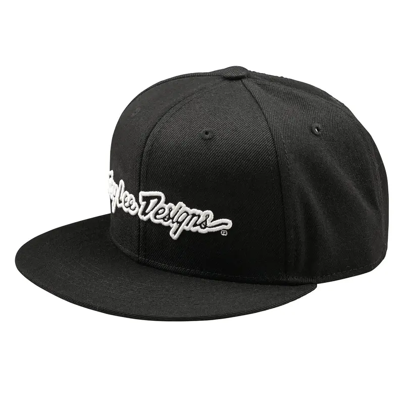 Troy Lee Designs Signature Flat Bill Snapback Hat - Black 1